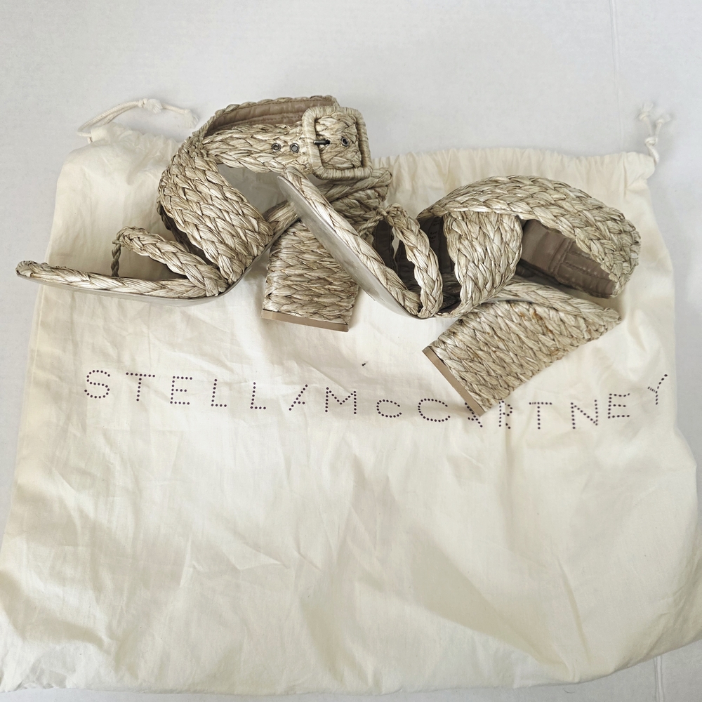 Stella McCartney Woven Straw Sandals 39.5 - Picture 4 of 4